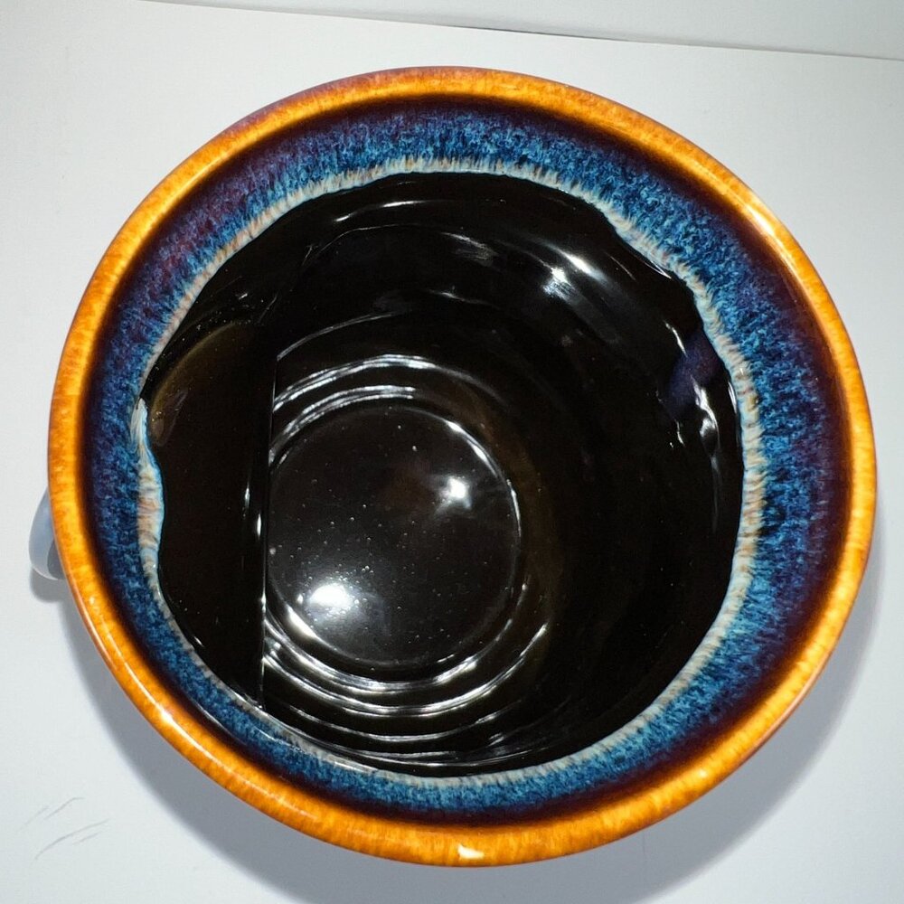 Handmade Ceramic Mug Blue & Brown Glaze Lead-Free Microwave/Oven/Dishwasher Safe - Picture 3 of 4